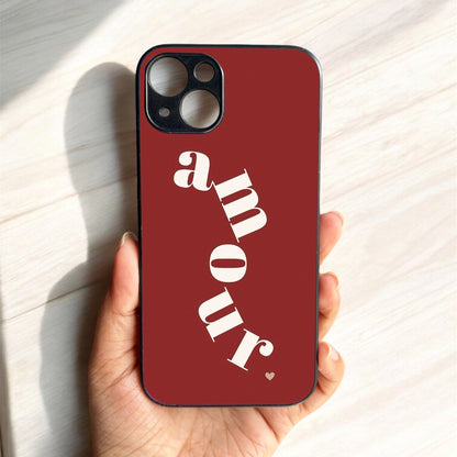 'Amour' Glossy Metal Back Case for Apple iPhone