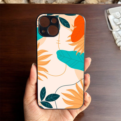 Leafy Vibe Glossy Metal Back Case for Apple Iphone 13