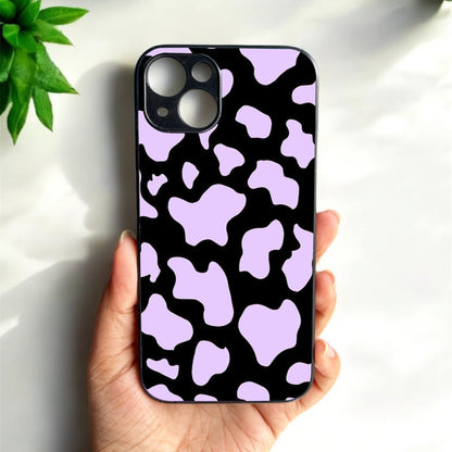 Lavender Cow Print Glossy Metal Back Case for Apple Iphone 14 Plus