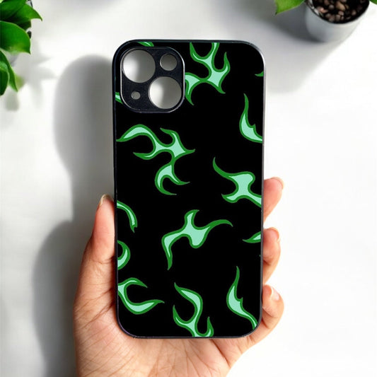 Neon Fire Glossy Metal Back Case for Apple Iphone 15 Plus