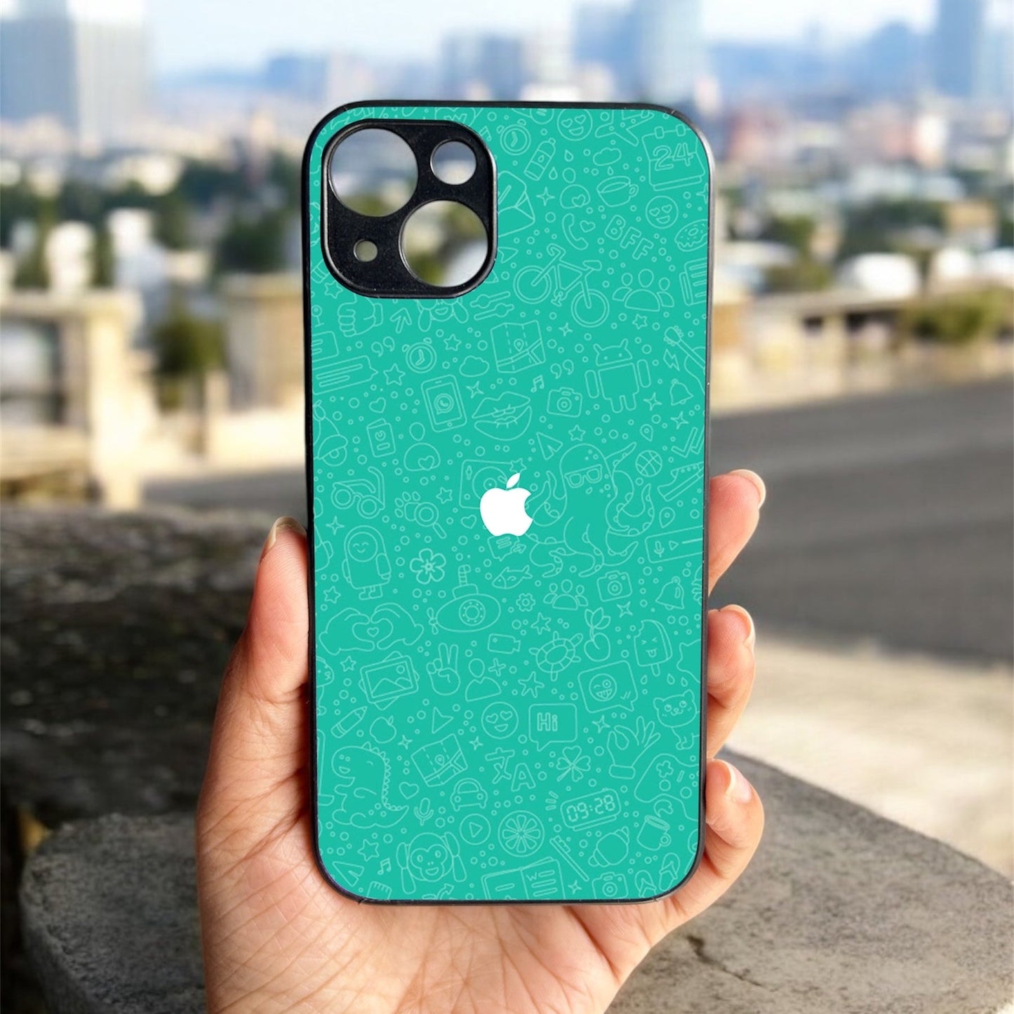 DoodlePop Glossy Metal Back case for Apple Iphone 13