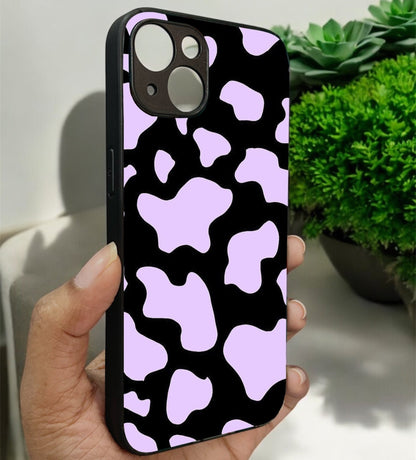 Lavender Cow Print Glossy Metal Back Case for Apple Iphone 14 Plus
