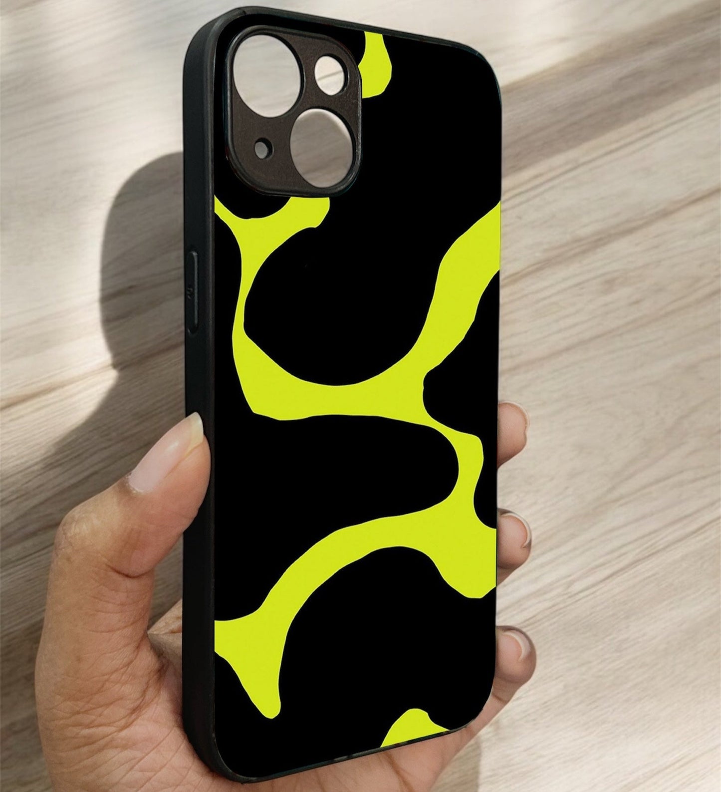 Lime Pulse Glossy Metal Back Case for Apple Iphone 15 Plus