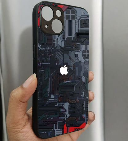 Circuit Crush Glossy Metal Back Case for Apple Iphone 14
