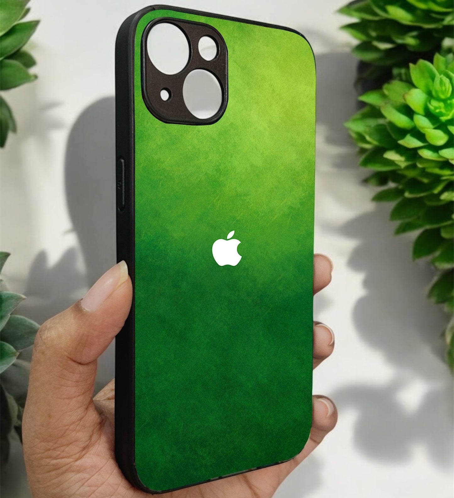 GreenAura Glossy Metal Back case for Apple Iphone 15 Plus
