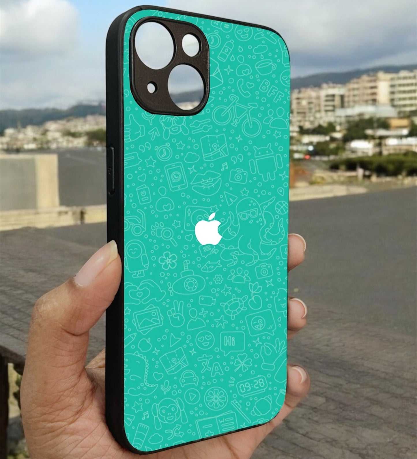 DoodlePop Glossy Metal Back case for Apple Iphone 13