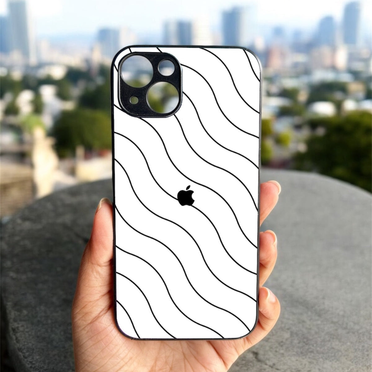 White Curvio Metal Back Case for Apple Iphone 15