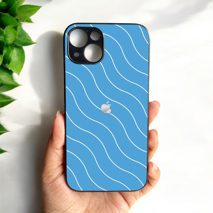 Blue Curvio Metal Back Case for Apple Iphone 15