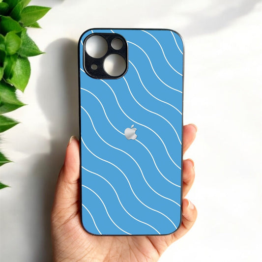 Blue Curvio Metal Back Case for Apple Iphone 13