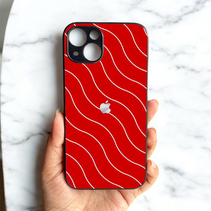Red Curvio Metal Back Case for Apple Iphone 15