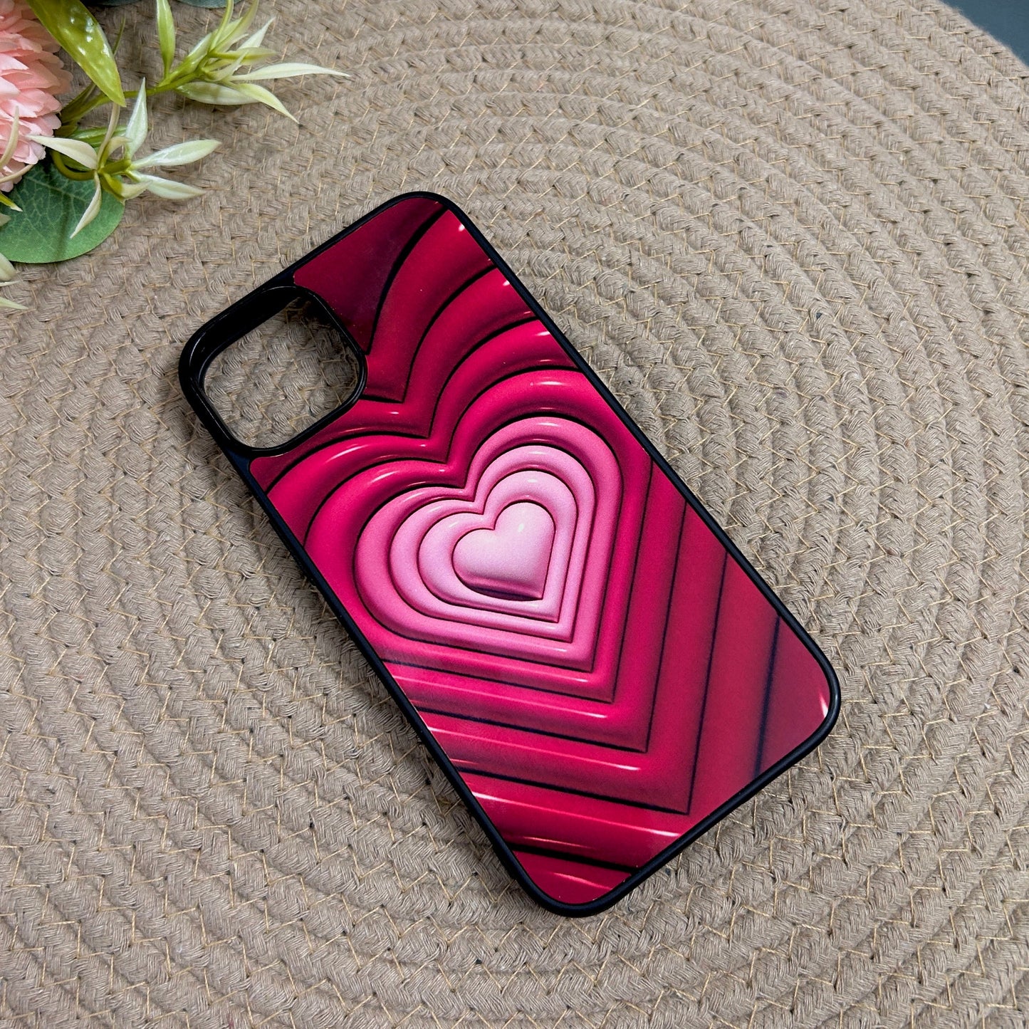 Inflated Hearts Glossy Metal Back Case for Apple Iphone 15 Plus