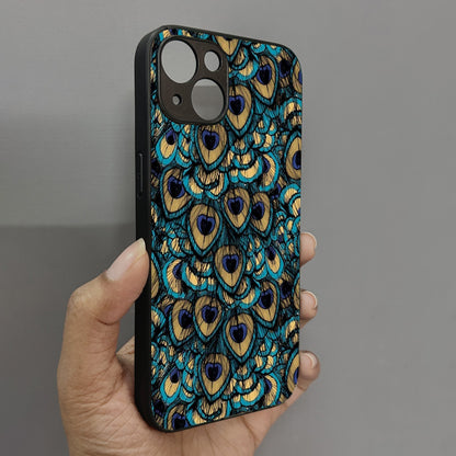 Peacock Feathers Metal Back Case for Apple Iphone 15 Plus