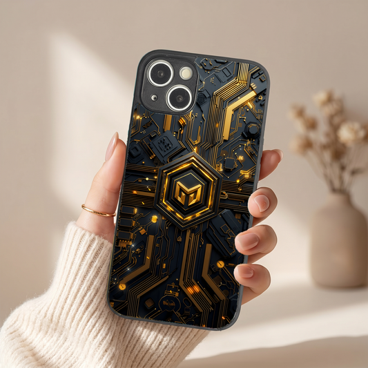 Gold Circuit Metal Back Case for Apple Iphone 13