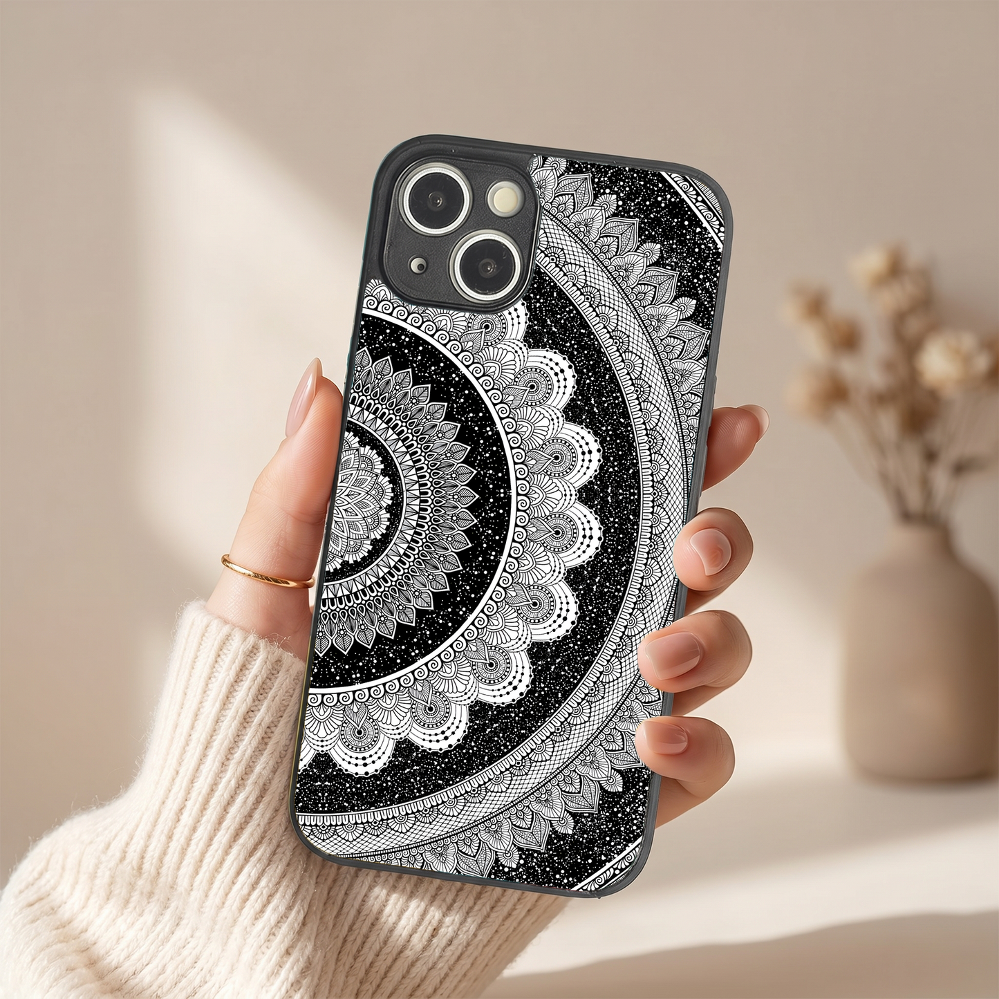 Moon Lace Metal Back Case for Apple Iphone 13