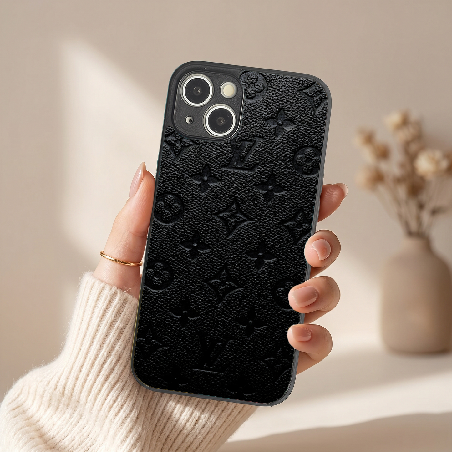 Luxe Leather Metal Back Case for Apple Iphone 13