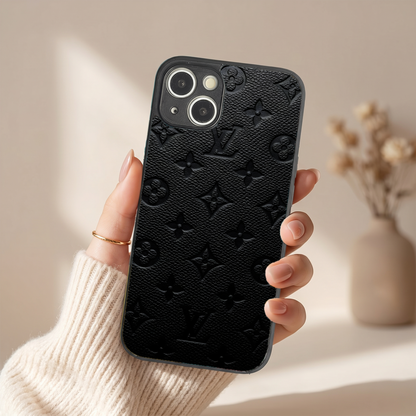 Luxe Leather Metal Back Case for Apple Iphone 13