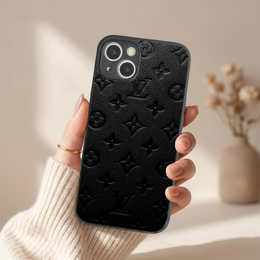 Luxe Leather Metal Back Case for Apple Iphone 13