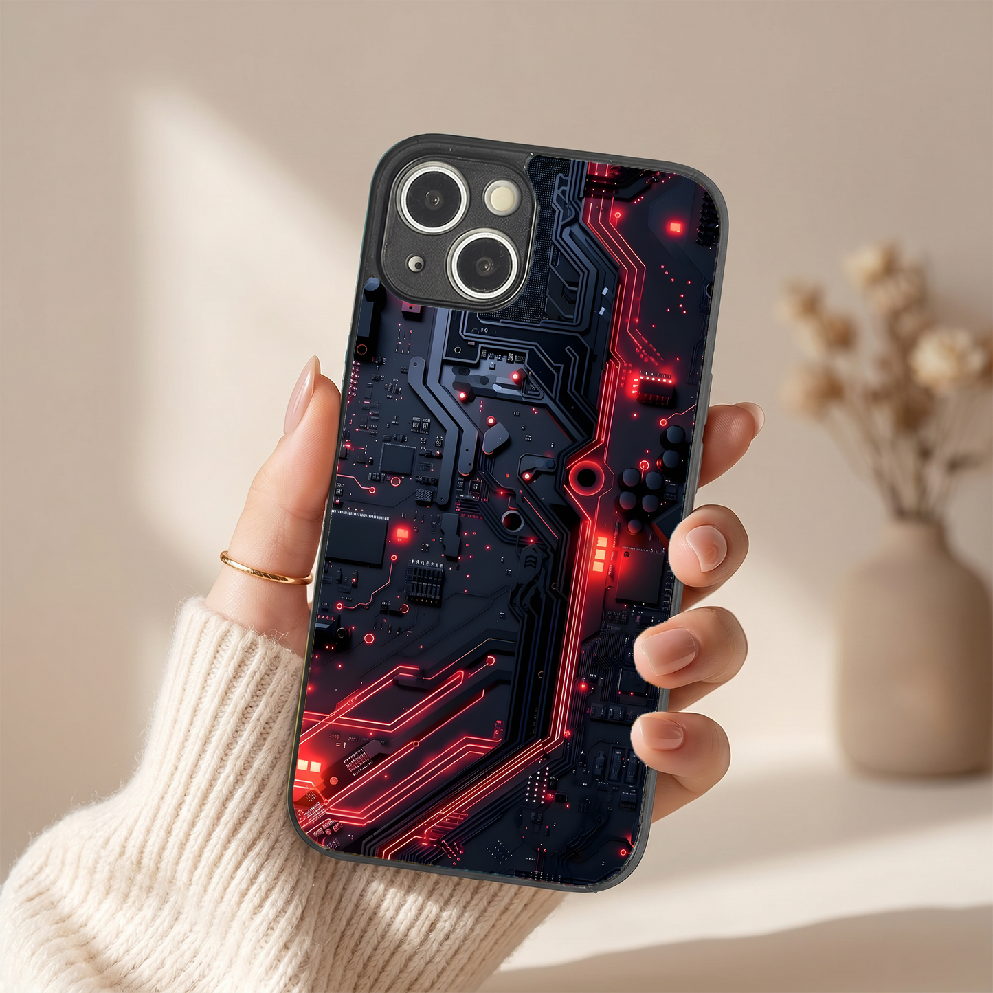 Red Surge Metal Back Case for Apple Iphone 13