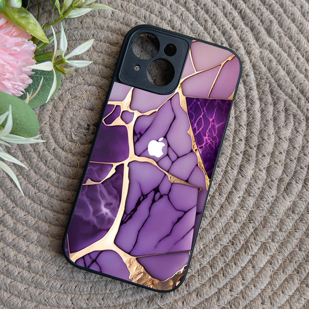 Violet Shatter Metal Back Case for Apple Iphone 15