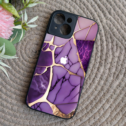 Violet Shatter Metal Back Case for Apple Iphone 15