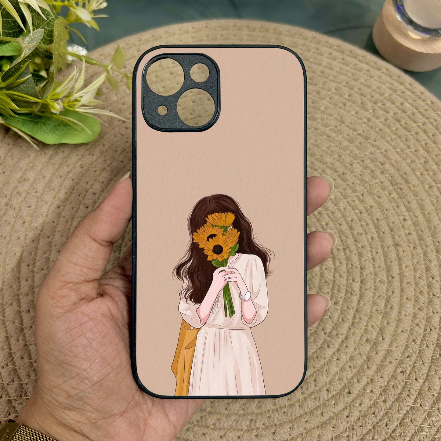 Sunflower Serenity Metal Back Case for Apple Iphone 14 Plus