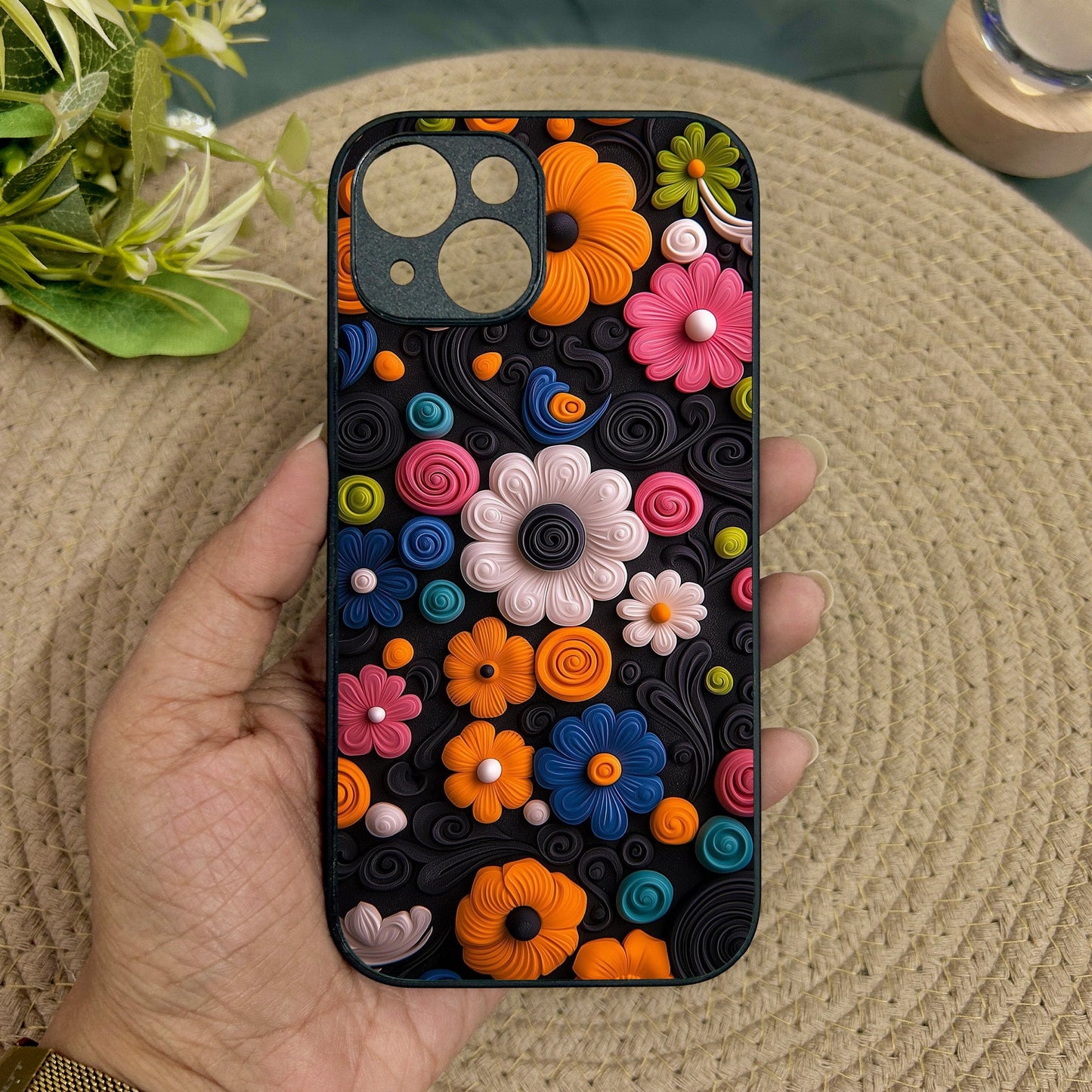 Floral Bliss Metal Back Case for Apple Iphone 15 Plus
