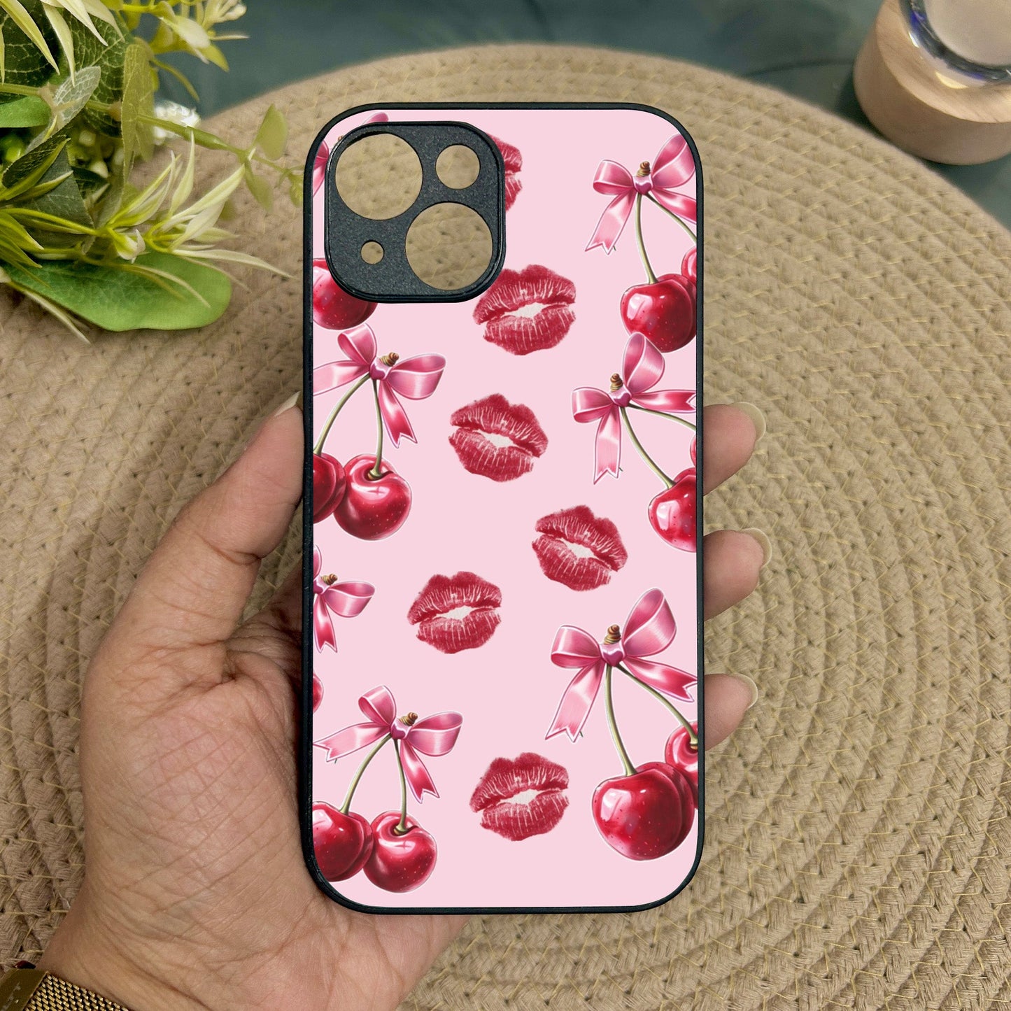 Cherry Lips Metal Back Case for Apple Iphone 15 Plus