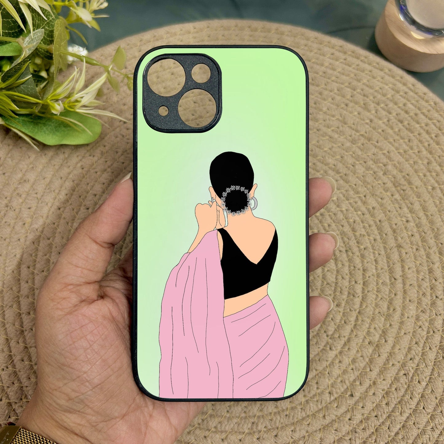 Saree Chic Metal Back Case for Apple Iphone 14 Plus