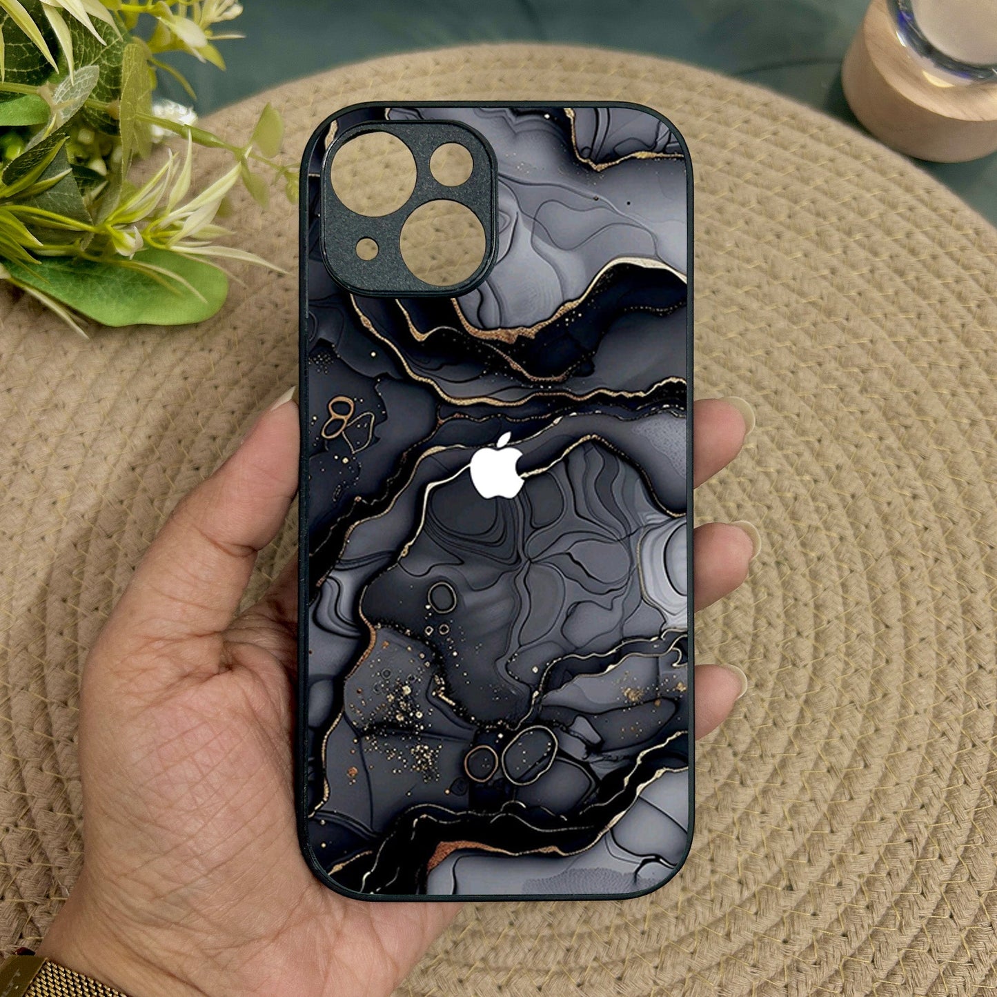 Dark Luxe Metal Back Case for Apple Iphone 15 Plus