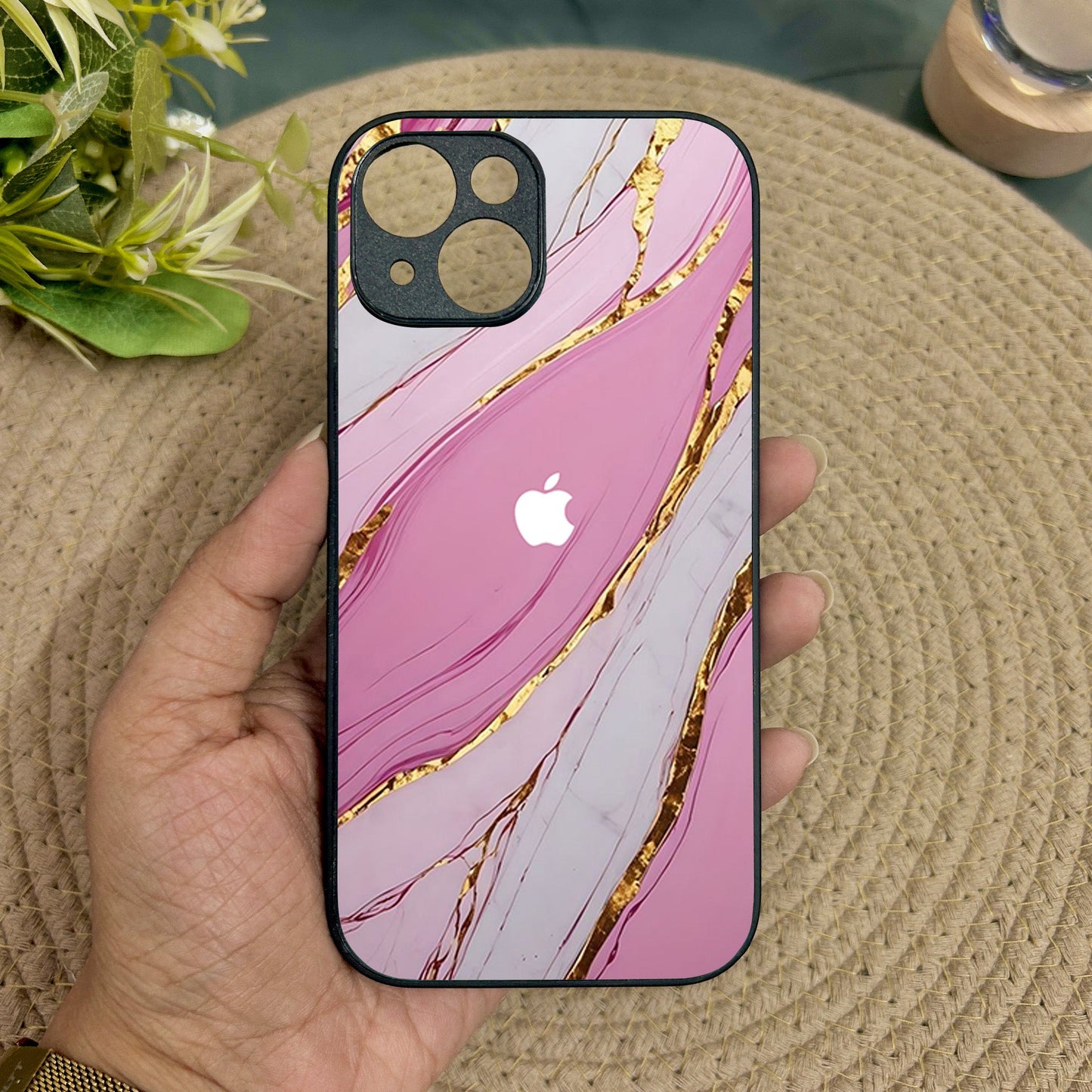 Soft Blush Metal Back Case for Apple Iphone 15 Plus