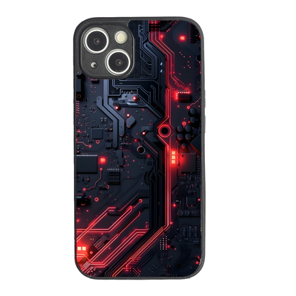 Red Surge Metal Back Case for Apple Iphone 13