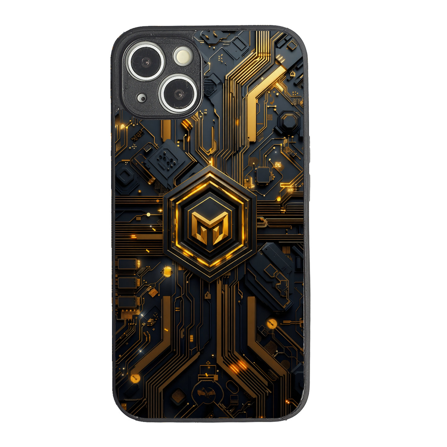Gold Circuit Metal Back Case for Apple Iphone 14