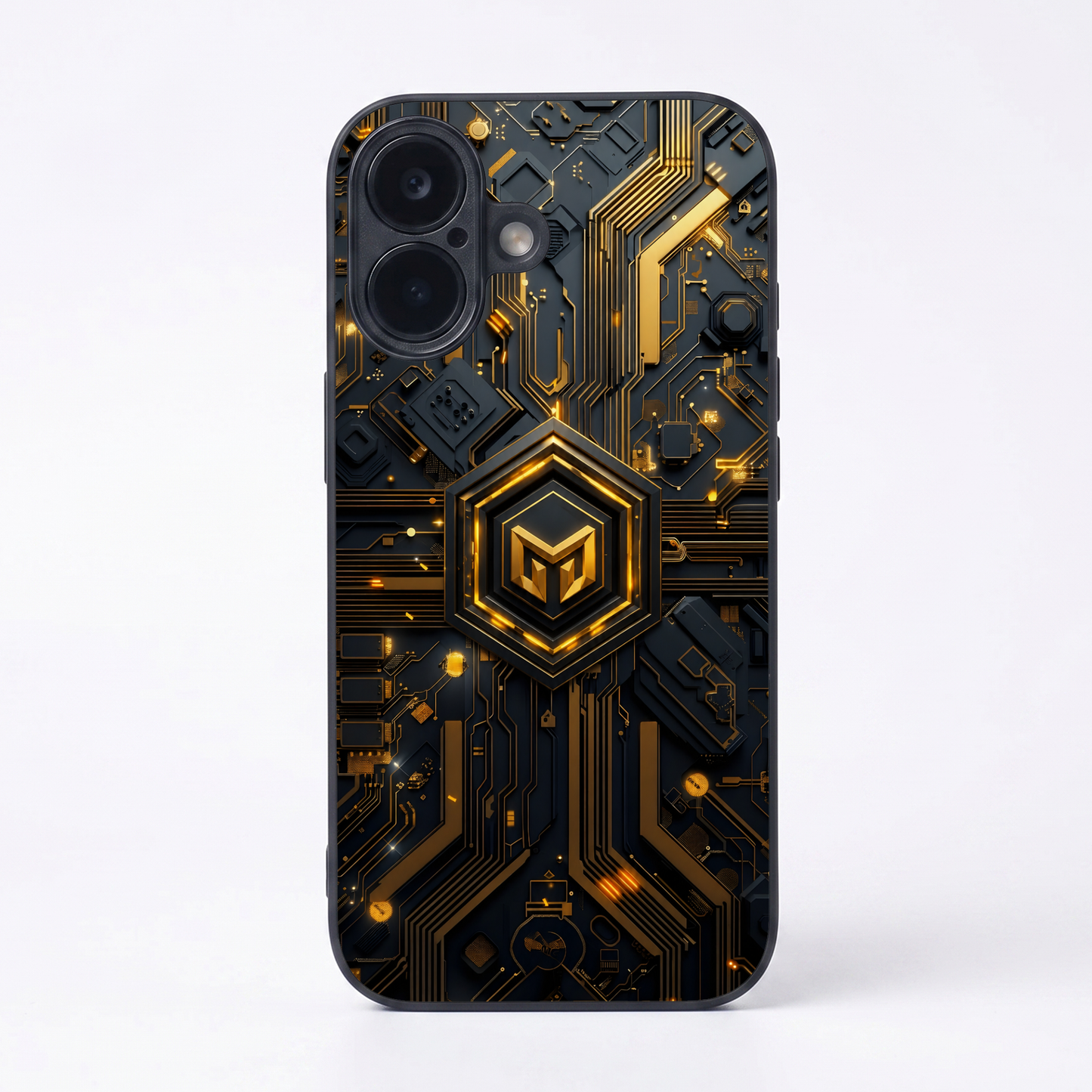 Gold Circuit Metal Back Case for Apple Iphone 17