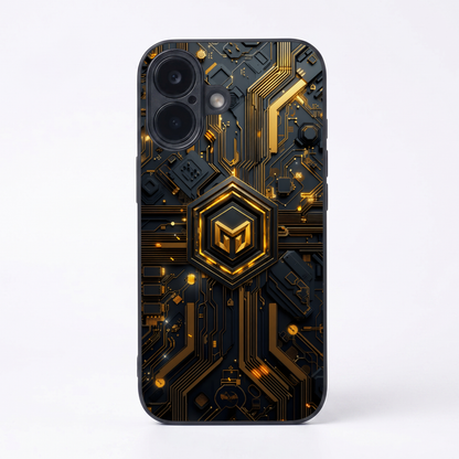 Gold Circuit Metal Back Case for Apple Iphone 17