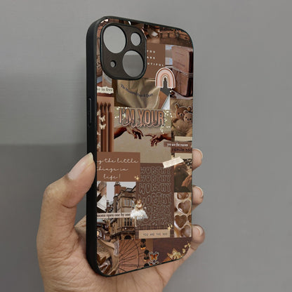 Aesthetic Brown Collage Metal Back Case for Apple Iphone 15 Plus