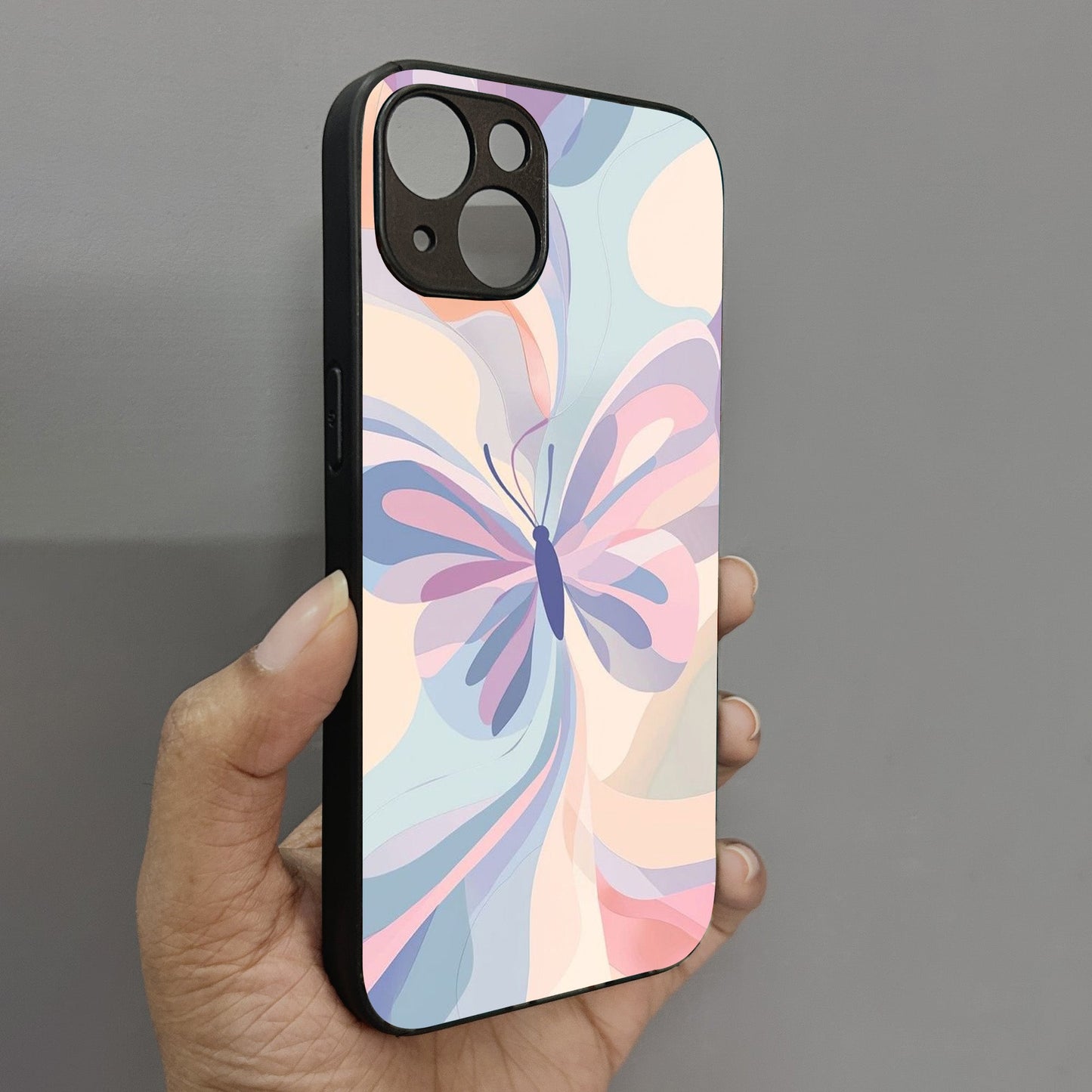 Artistic Butterfly Metal Back Case for Apple Iphone 14