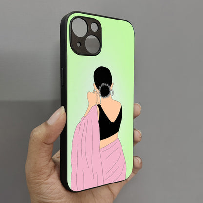 Saree Chic Metal Back Case for Apple Iphone 15 Plus